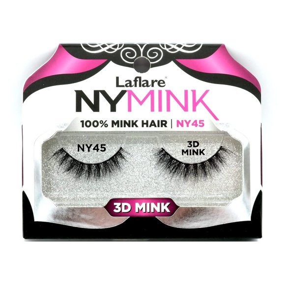 Laflare Pestañas de visón 3D NY pestañas de pelo de visón real maquillaje de lujo luz natural variedad de moda reutilizable pestañas de pelo de visón real de múltiples capas (NY45)