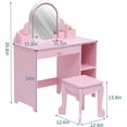 thumbnail image 3 of Qinaqin Rosa 2 en 1 Vanity con Lighted Mirror Cajón y Abierto Shelves Ideal para 3 9 Yrs Girls, 3 of 7