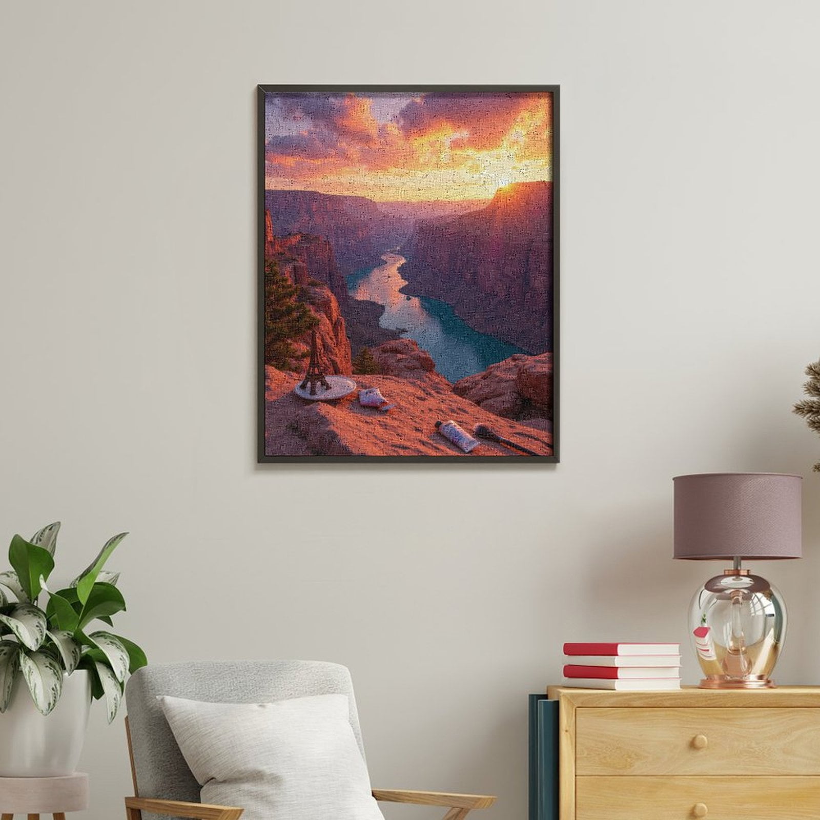 Paint By Numbers Kit for Adults Beginner - DIY Sunset Canyon View Art Supplies Canvas Painting Kits for Adults, Frameless Paint By Number for Adults for Home Wall Decor 16x20 Inch