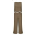 thumbnail image 4 of YI YI Women's Summer 2 Piece Outfits Sleeveless Linen Tank Top Wide Leg Pants Jumpsuits Vacation Matching Sets L Coffee, 4 of 6