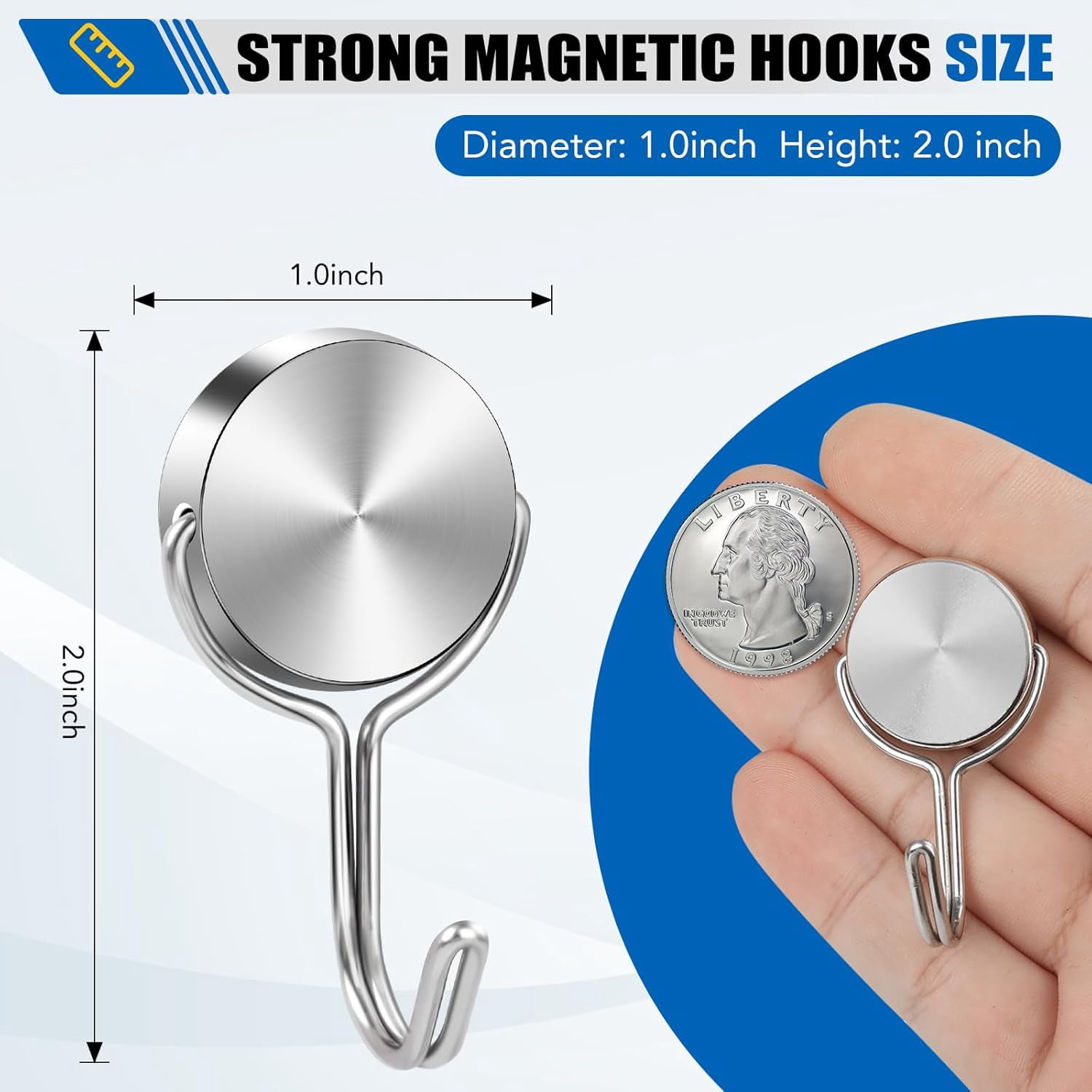 JJEAN-Magnetic Hooks for Cruise Cabins, 60Lbs Swivel Magnetic Hooks Heavy Duty Cruise Ship Essentials Locker Accessories, Magnets with Hooks for Refrigerator, Wreath Hook, Metal Door Decor -10 Pack