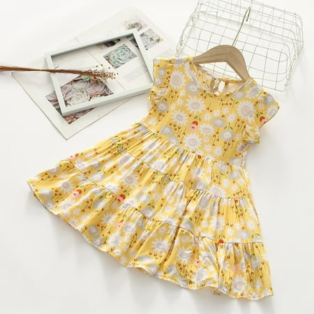 

Realhomelove Toddler Baby Girl Floral Casual Dress Ruffle Sleeveless Princess Dress Flower Print Sundress Kids Summer Outfit Clothes 2-10T