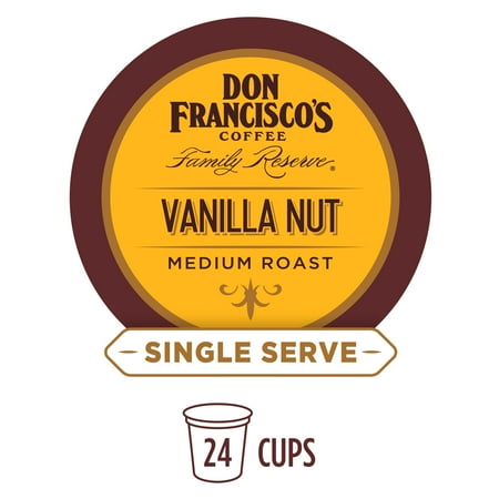 Don Francisco's Vanilla Nut Flavored Single Cup Coffee Pods, 24 Count, Compatible with Keurig K-Cup