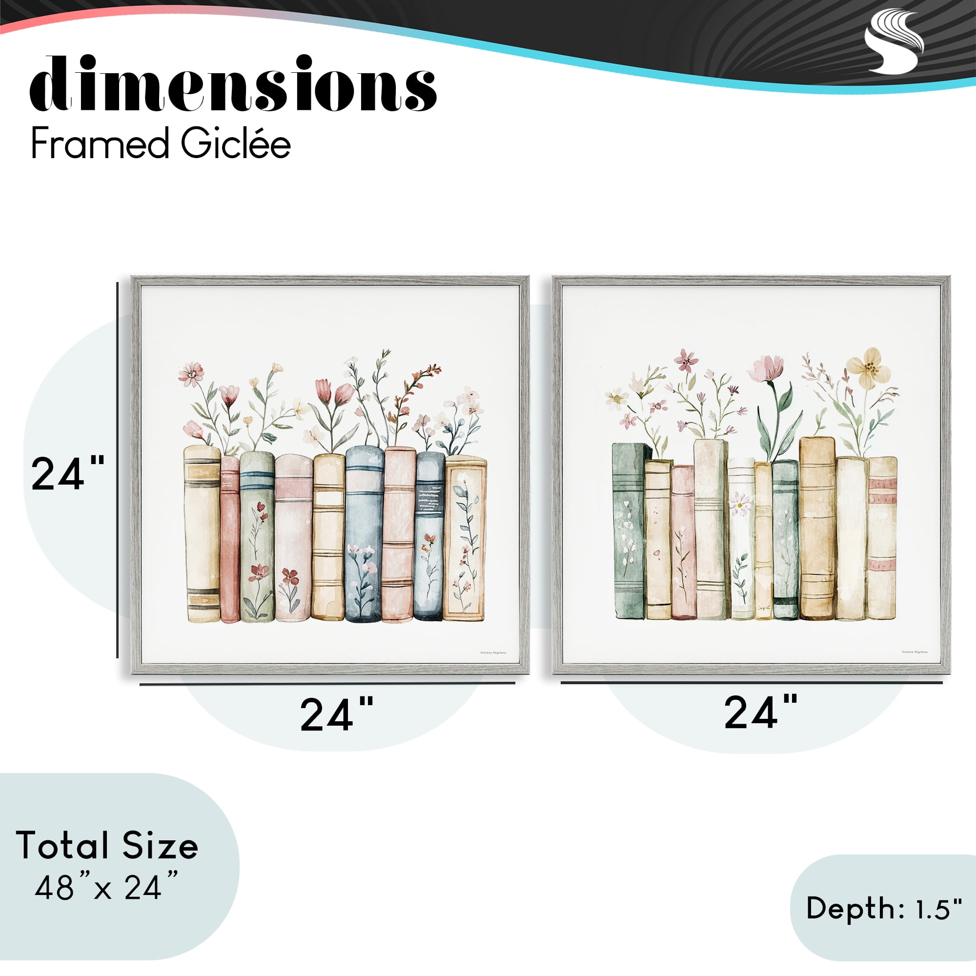 Stupell Industries Floral Stories & Blossoms 2 Piece Gray Framed Giclee Art Set, design by Svetlana Aleynikova