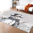 thumbnail image 3 of Merry Christmas Area Rug 5x7ft Grey Snowman and Whinter Snowflake Non-Slip Washable Square Rugs Soft Felt Indoor Floor Mat for Bedroom Kitchen Living Room Bathroom, 3 of 8