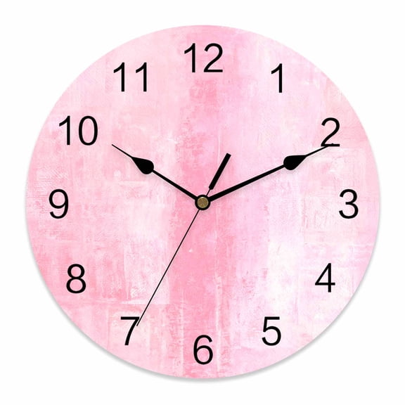 Wall Clock Pink Paint Clocks PVC Silent Non-Ticking Battery Operated Decorative Abstract Art Graffiti Round Clock for Home Living Room Kitchen Bedroom Office School Wall Decor 14 Inch