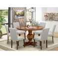 thumbnail image 2 of I3AB7-N35 7Pc Dining Set - Round Table and 6 Parson Dining Chairs - Antique Walnut Color, 2 of 2