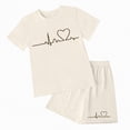 thumbnail image 4 of TOWED22 Toddler Kid Girl Outfits Clothes Floral Short Sleeve T-Shirt Top + Waist Pocketed Summer Short Sets 4-7T Girl Clothes(Beige,3-4 Y), 4 of 4