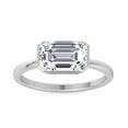 thumbnail image 2 of Orca - Bezel Set Moissanite Emerald Cut Lab-Diamond Engagement Ring East to West, 2 of 5