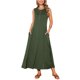 thumbnail image 1 of Vestidos sin mangas para mujer Seta T, con botones, corte acampanado, estilo casual, largos, conjuntos de verano, talla XL, verde ejército, 1 of 6