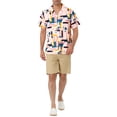 thumbnail image 2 of Unique Bargains Men's Summer Shirts Short Sleeve Irregular Geometric Button Down Shirt, 2 of 5