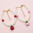 thumbnail image 6 of rygai Pet Necklace Adjustable Fake Pearl Decorative Bell Charm Cat Dog Necklace Collar Pet Supplies,Pink White, 6 of 7