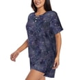 thumbnail image 2 of Lsque Watercolor Indigo Women's Short-Sleeved Pajama Set - 2 Piece Soft and Lightweight Sleepwear Set-Medium, 2 of 9