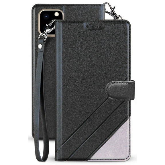 Case for iPhone 11 Pro Max, New Infolio Wallet Credit Card Slot ID Cover, View Stand [with Wrist Strap Lanyard] for Apple iPhone 11 Pro Max (2019, 6.5" Model)
