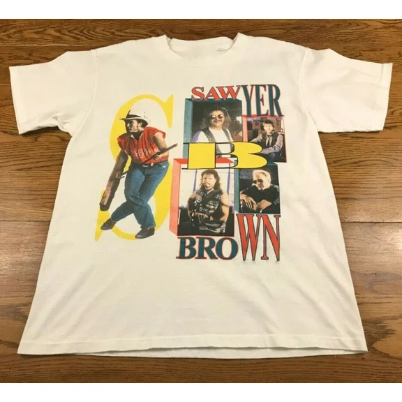 RARE Sawyer Brown Gift For Family White T-Shirt Cotton All Size JK606
