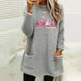 thumbnail image 2 of Lovskoo Fuzzy Fleece Pullover Tops for Women Winter Warm Printed Long Sleeve with Pocket Crewneck Solid Color Warm Top Gray, 2 of 6