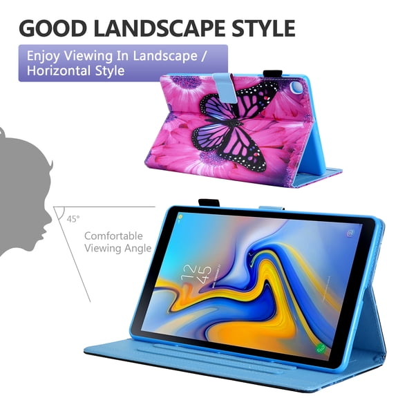 Folio Case for 2021 Samsung Galaxy Tab A8 10.5" (SM-X200 /SM-X205) - Flip Lightweight Wallet Case with Stand /Card Holders, Protective Leather Fold Stand Cute Cover (Rose Black Butterfly)