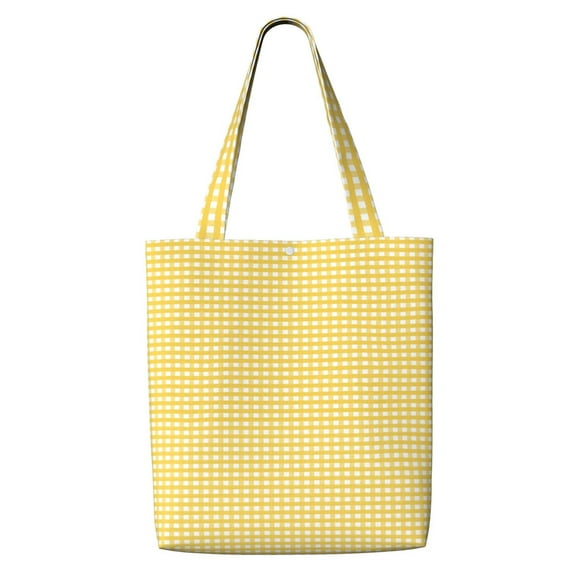Women Canvas Tote Bag Lady Shoulder Shopping Bag Crossbody Bag Casual Handbag Shopping Work School Gingham Yellow