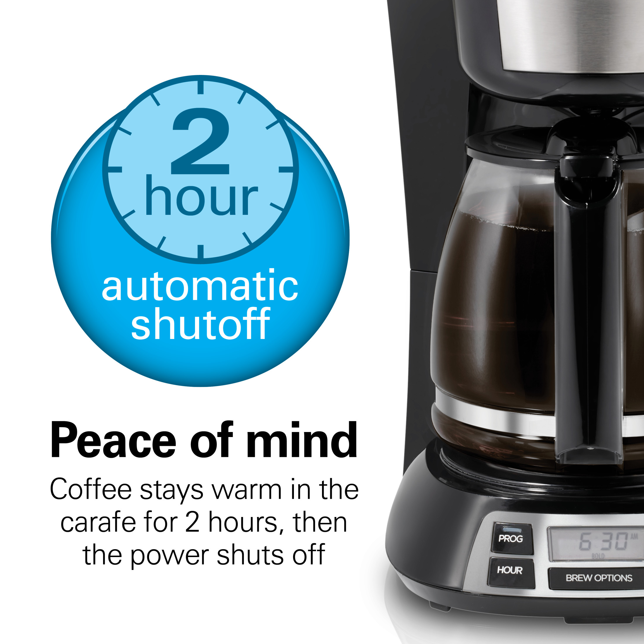 Cafetera programable Hamilton Beach Bold Brew de 12 tazas con jarra de vidrio, negra 3