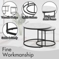 thumbnail image 4 of Coffee Table Set of 2,27.6 inch Round Coffee Table with Sturdy Metal Frame,End Table Side Tables for Living Room Bedroom,White, 4 of 7