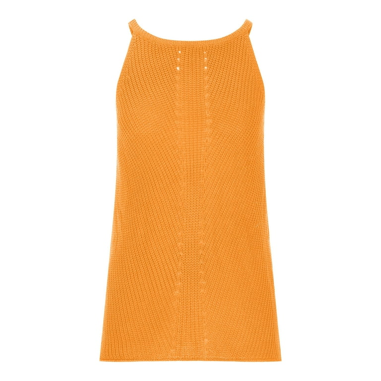 RYRJJ Womens Sleeveless High Neck Halter Sweater Tank Tops