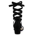 thumbnail image 4 of Sandalias Punta Abierta Tacón De Bloque Cordón Arriba Para Mujer Negro 41, 4 of 7