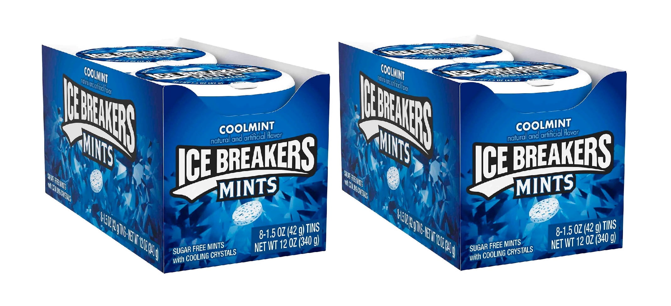 Ice Breakers Sugar Free Mints, Cool Mint, 1.5 oz, 8 ct 2PK