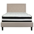thumbnail image 5 of BizChair Full Size Panel Tufted Upholstered Platform Bed in Beige Fabric with Pocket Spring Mattress, 5 of 6