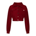 thumbnail image 6 of clear 50% off Usmixi Womens Cropped Coat Corduroy Jacket for Women Long Sleeve Lapel Button Up Shacket Coat Casual Solid Ladies Fall Loose Outerwear Tops with Pocket Winter Cropped Coat, 6 of 7