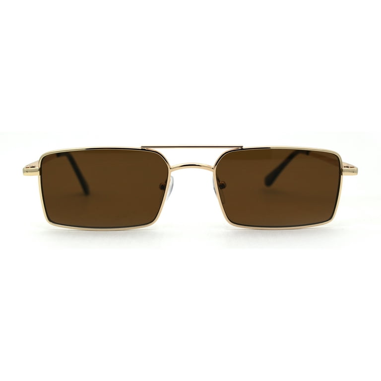 Rectangle metal frame classic aviator sunglasses