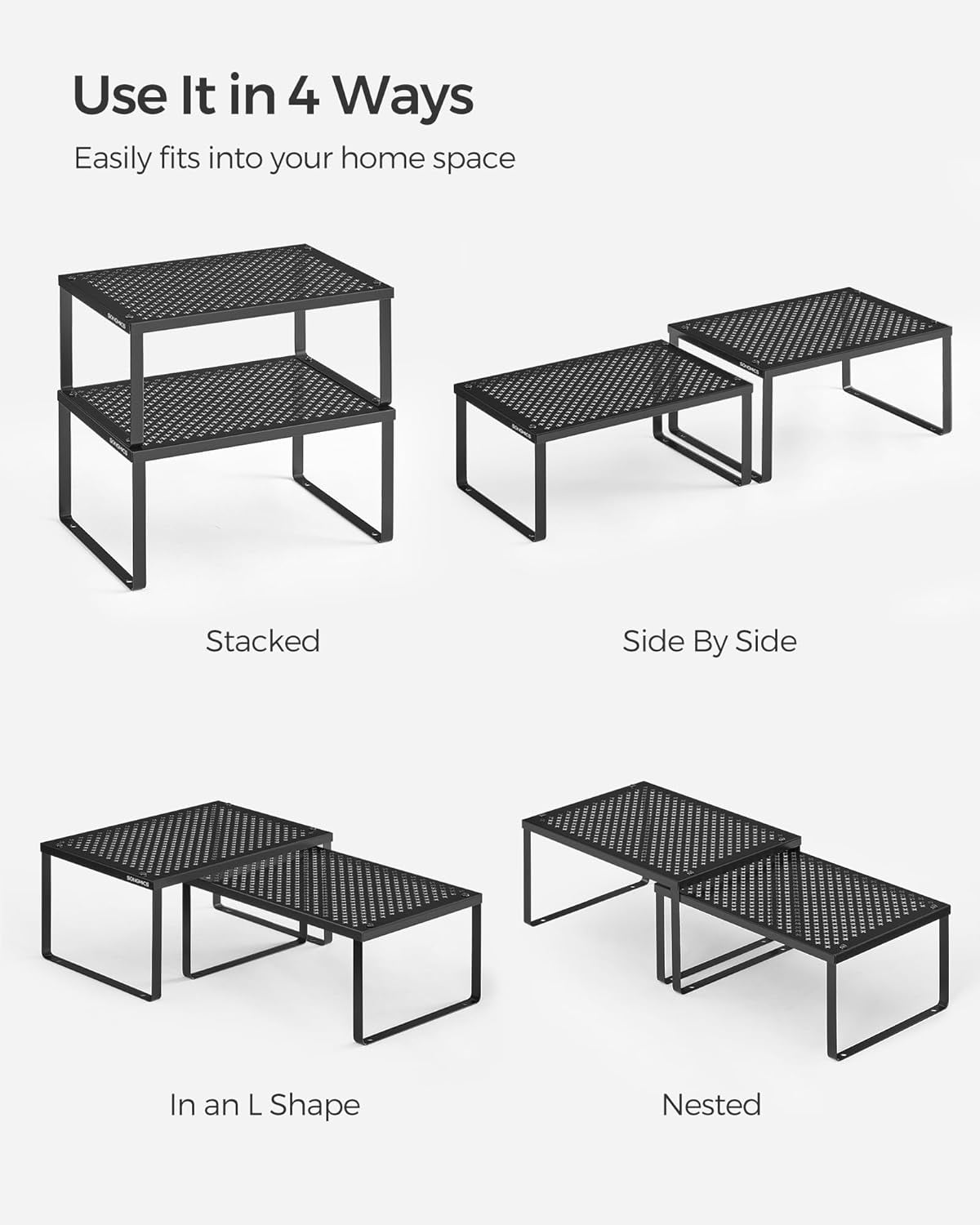 2 Pack Cabinet Organizer Shelf, Spice Rack, Countertop Organizer, for Kitchen