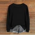 thumbnail image 2 of HNMKIU Chemises pour Femmes Chandail en Molleton pour Femmes Hauts Décontractés Raglan Manches Longues Col Rond Chandail Chandail en Molleton Décontracté Couleur Unie Hauts, 2 of 4