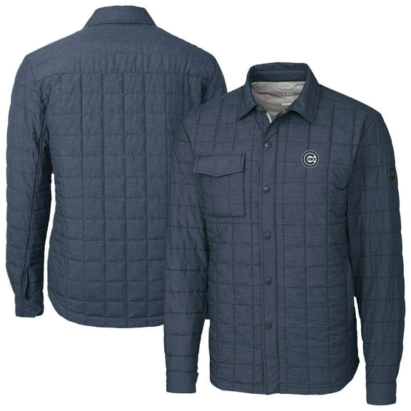Men's Cutter & Buck Anthracite Chicago Cubs Rainier PrimaLoft- Eco Insulated Quilted Full-Zip Shirt Jacket