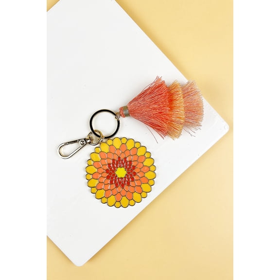 2.5" FLOWER SHAPED ENAMEL KEYCHAIN