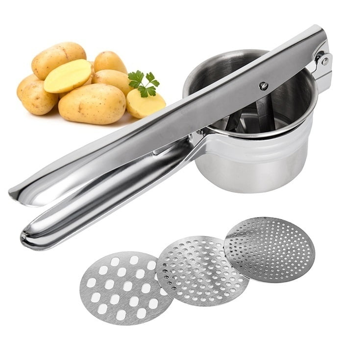 NEW Stainless Steel Potato Ricer Hand Held Puree Masher Juicer with 3