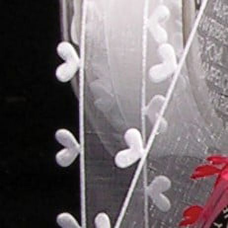 The Ribbon People White Heart Edged Organdy Craft Ribbon 1" x 44 Yards