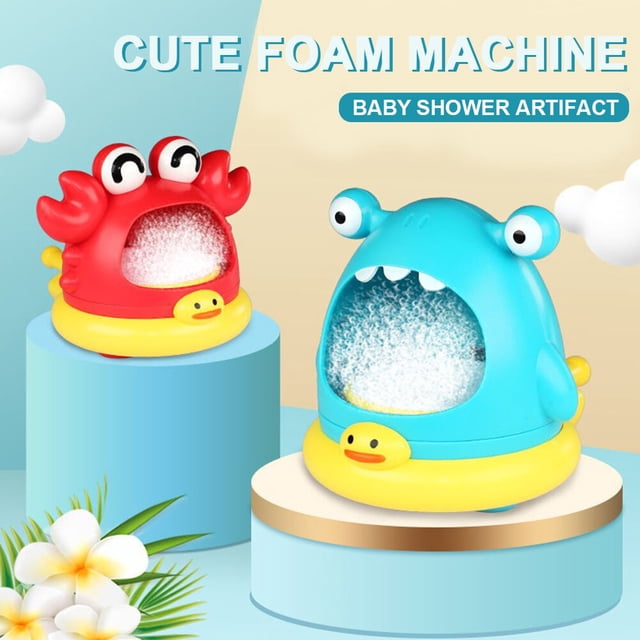 Crabs and Shark Baby Bath Toy Toddler Bath Bubble Maker Pool Swimming Bathtub Soap Machine Bathroom Toy for Children Kids heqiyong LED