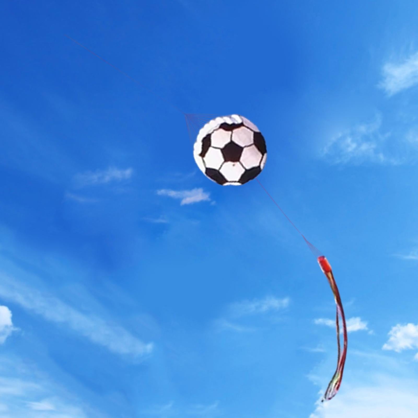 funtasica Football Ball Kite Large Size Easy Control with 100 M Line Leisure Sports Flying Toy for Park Trips Backyard Garden Beginners White