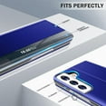 thumbnail image 4 of Phone Case for Samsung Galaxy S22 5G Case, Smart Clear View Window Luxury Slim Mirror for Galaxy S22 Case with Kickstand, Leather Hard PC Flip Shockproof Protective Cover Samsung S22 Case, Blue, 4 of 7