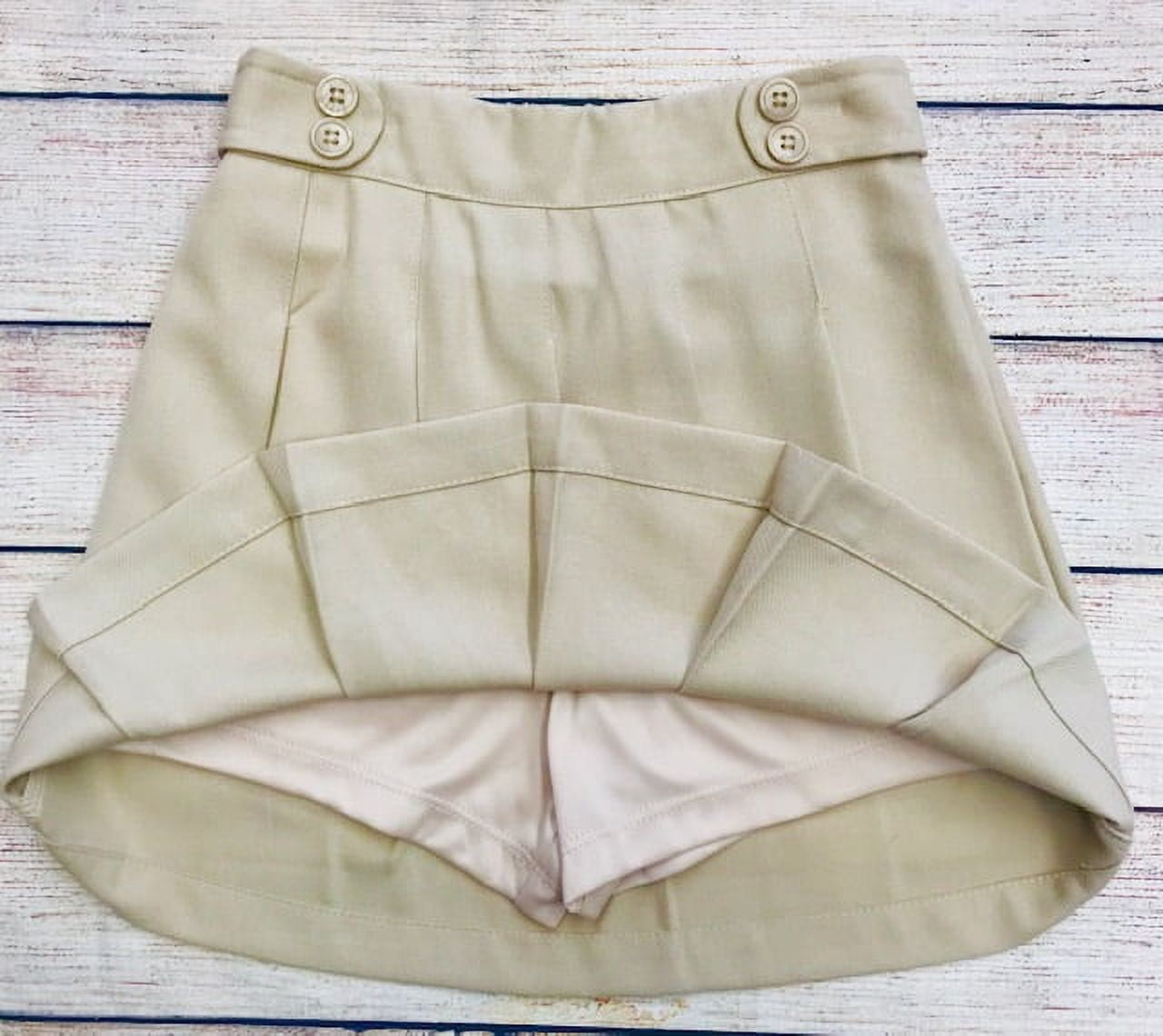 Unik Girl Uniform Skirt with Built in Shorts, Khaki Size 5