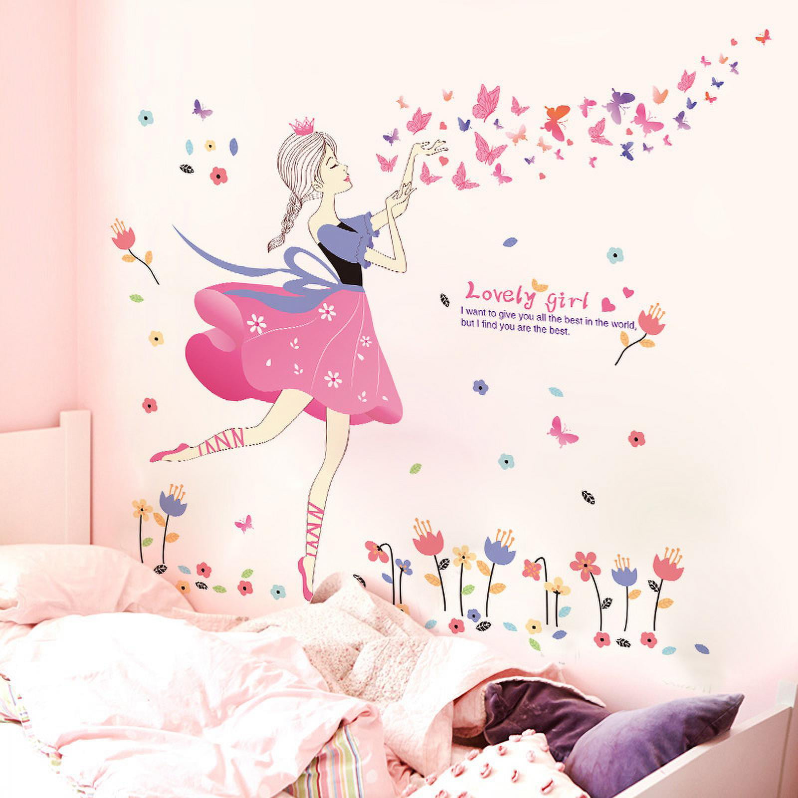Butterfly Hair Girls Wall Transfer Bedroom Art Decor Girls Wall Sticker X80 