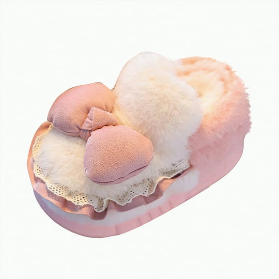 Gvdentm Dinosaur Slippers Baby Girl's Soft Plush Slippers Cartoon Warm Winter House Shoes(A,2.5)
