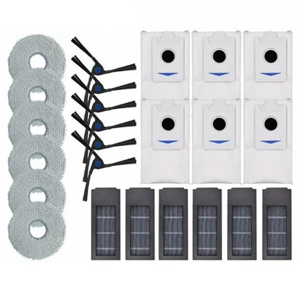 24 piezas de repuesto para aspiradora robot Deebot X2 / X2 Pro / Dex86 Cepillo lateral Filtro Bolsa para polvo Paño de fregona