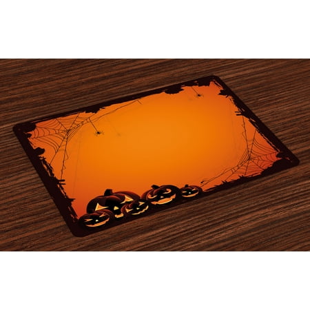 Halloween Placemats Set Of 4 Grunge Spider Web Jack O Lanterns