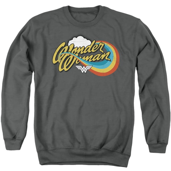 Wonder Woman Rainbow 1 Unisex Adult Crewneck Sweatshirt,Charcoal, 3X-Large