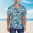thumbnail image 2 of Honeii Ocean Waves Print Men’s Hawaiian Shirt,Classic Button-Down Short Sleeve Shirt, for Beach, Vacation, and Outdoor Activities,Large, 2 of 7