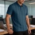 thumbnail image 3 of TKKCS Mens Jacquard Knit Polo Shirt- Business Casual Short Sleeve Regular Fit Moisture-Wicking Breathable Collared Shirts Army Green Size 3XL, 3 of 7