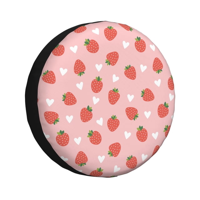 Fotbe Strawberry Funda de Llanta de Repuesto con Estampado, Engrosada, Ajuste Universal para Jeep, Remolque, RV, SUV, Camión-14 inch