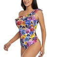 thumbnail image 2 of Haiem The Garden Tricolor Pansy Flower Women's One Piece Swimsuits Tummy Control One Shoulder Bathing Suits Ruffle Swimwear-XX-Large, 2 of 8