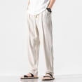 thumbnail image 2 of toraway Men's Casual Pants Elastic Waist Drawstring Long Trousers Fuzzy Men's Spring and Summer Linen Casual Pants Cotton Pants Linen Trousers Elastic Waist L, 2 of 4